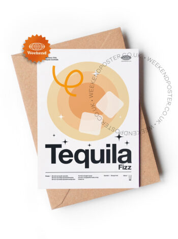 Mid-century modern Tequila Fizz Cocktail greeting card