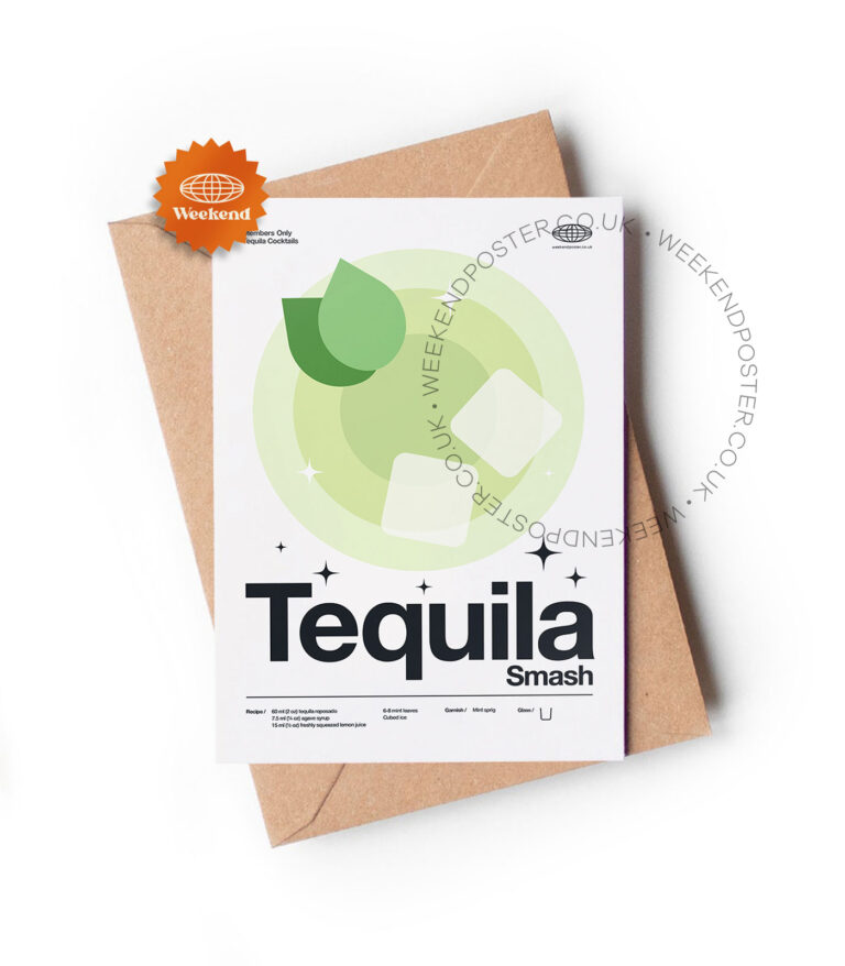 Mid-century modern Tequila Smash Cocktail greeting card