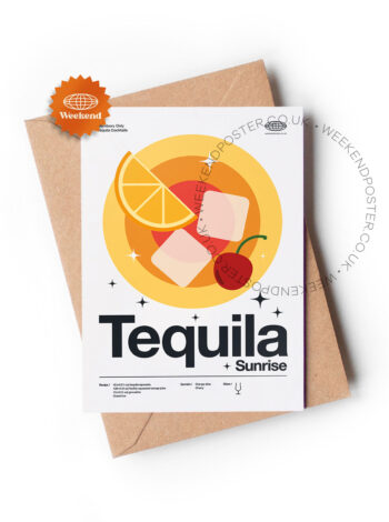 Mid-century modern Tequila Sunrise Cocktail greeting card