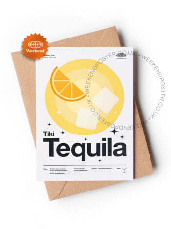Mid-century modern Tiki Tequila Cocktail greeting card