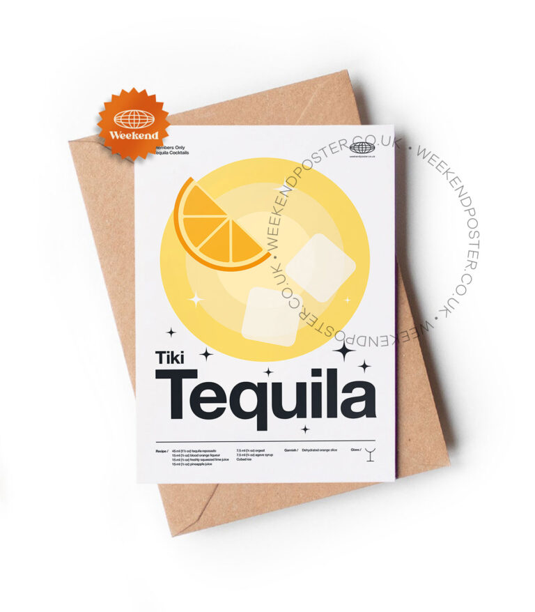 Mid-century modern Tiki Tequila Cocktail greeting card