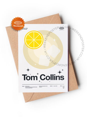 Mid-century modern Tom Collins Cocktail greeting card