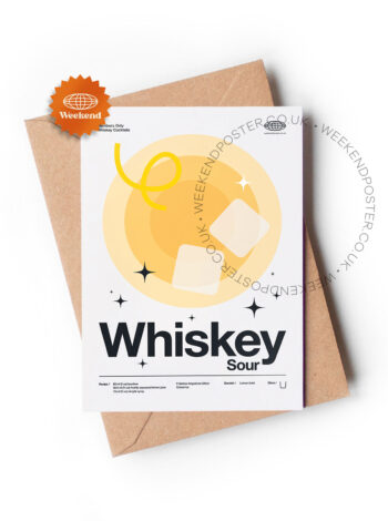 Mid-century modern Whiskey Sour Cocktail greeting card