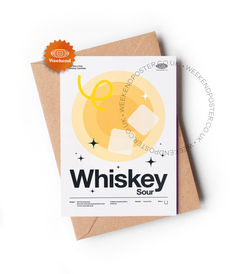 Mid-century modern Whiskey Sour Cocktail greeting card