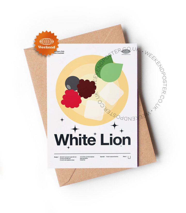 Mid-century modern White Lion Cocktail greeting card