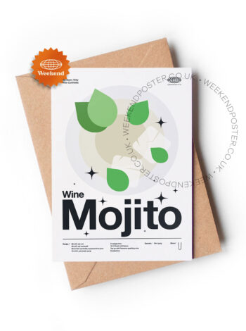Mid-century modern Wine Mojito Cocktail greeting card