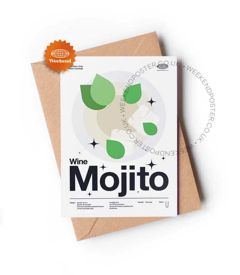 Mid-century modern Wine Mojito Cocktail greeting card