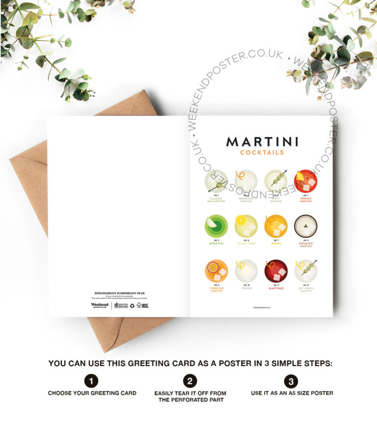 Mid-century modern Martini Cocktails Guide greeting card