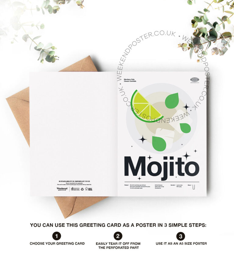 Mid-century modern Mojito Cocktail greeting card