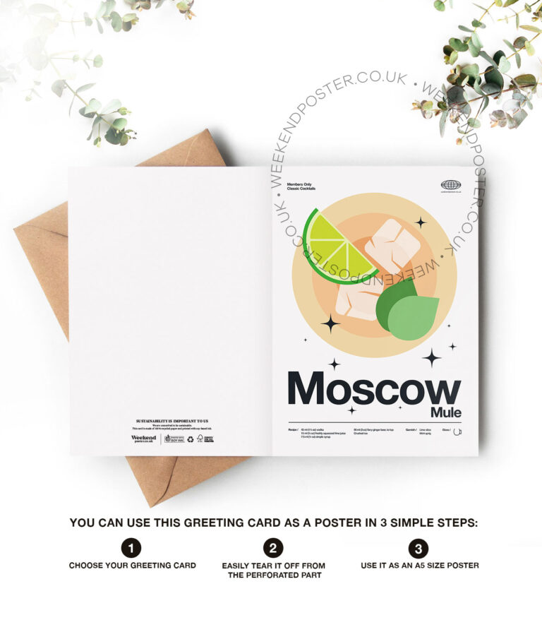 Mid-century modern Moscow Mule Cocktail greeting card