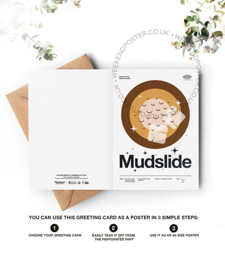 Mid-century modern Mudslide Cocktail greeting card