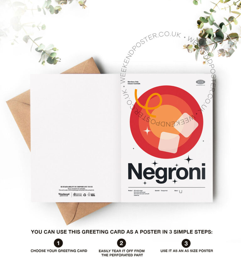 Mid-century modern Negroni Cocktail greeting card