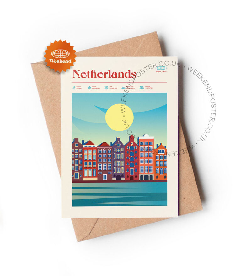 Mid-century modern Netherlands retro travel greeting card