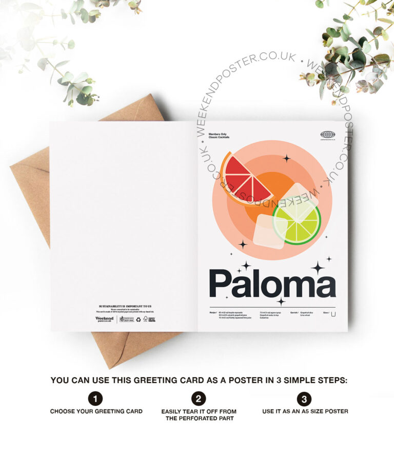 Mid-century modern Paloma Cocktail greeting card