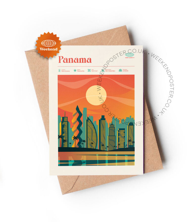 Mid-century modern Panama retro travel greeting card