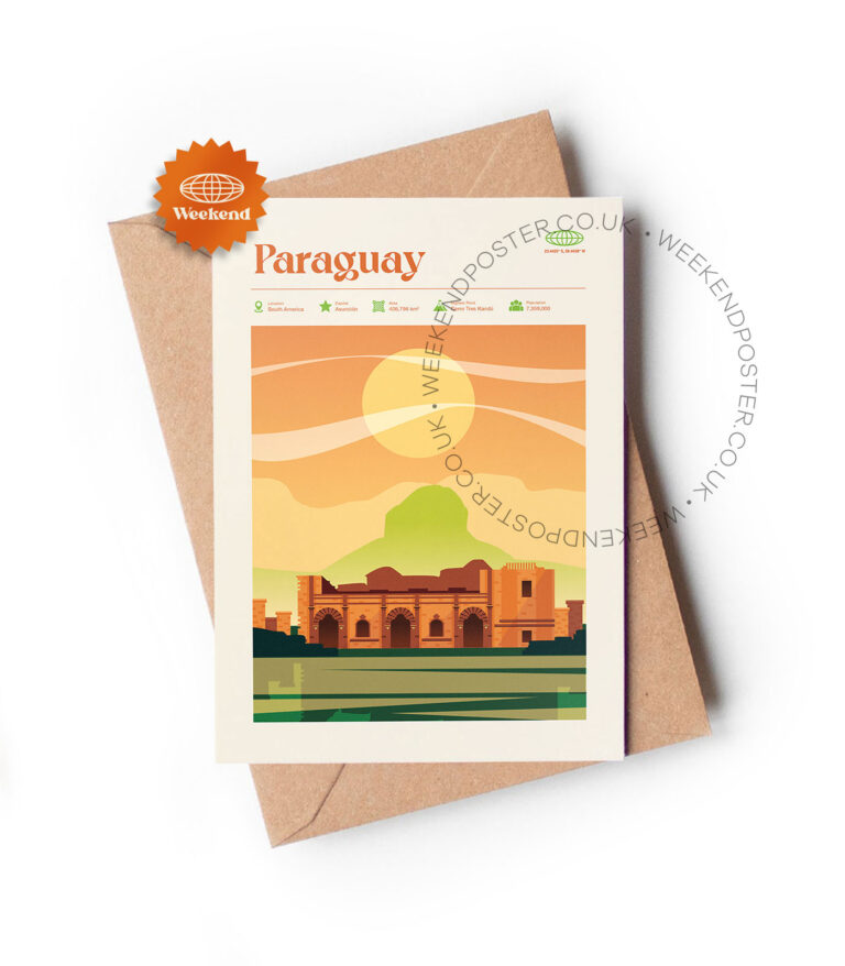 Mid-century modern Paraguay retro travel greeting card