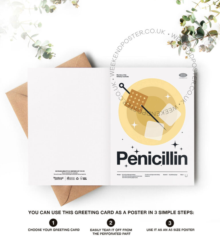 Mid-century modern Penicilin Cocktail greeting card
