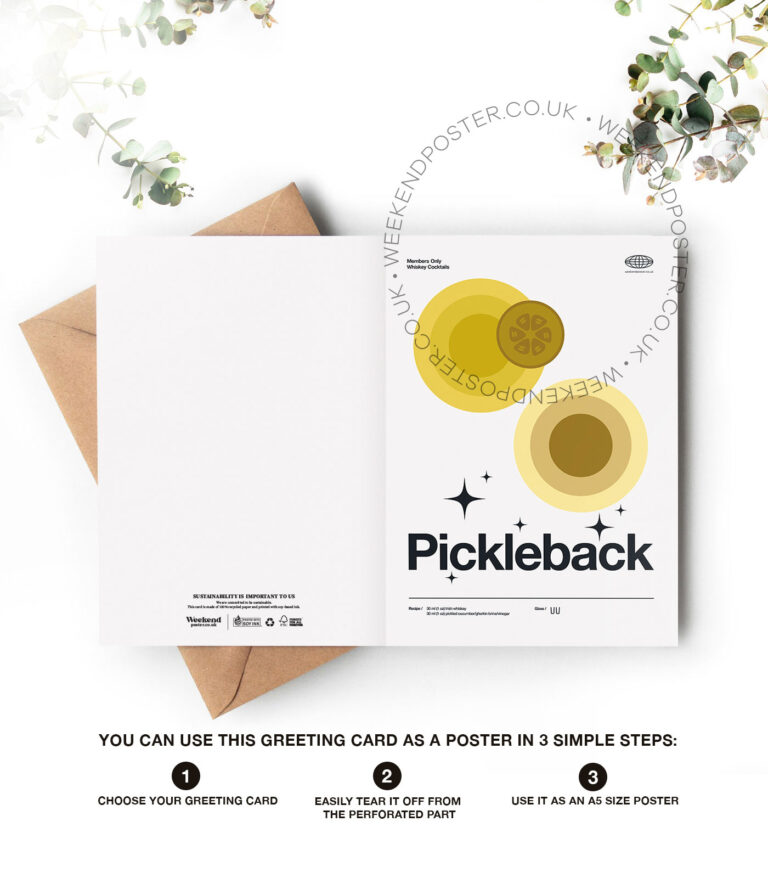 Mid-century modern Pickleback Cocktail greeting card