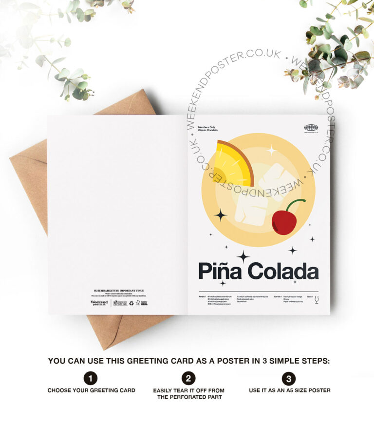 Mid-century modern Pina Colada Cocktail greeting card