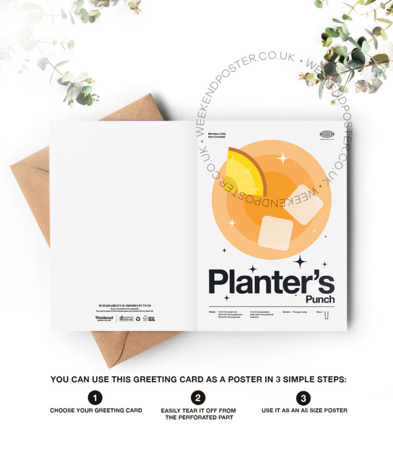 Mid-century modern Planter's Punch Cocktail greeting card