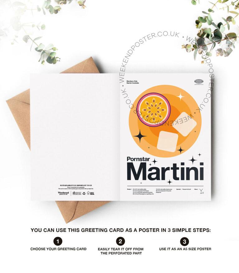 Mid-century modern Pornstar Martini Cocktail greeting card