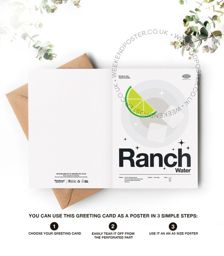Mid-century modern Ranch Water Cocktail greeting card