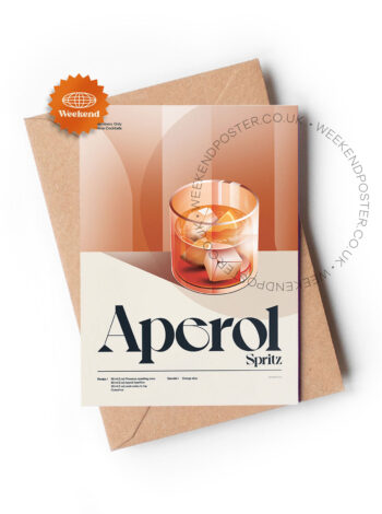 Mid-century retro Aperol Spritz Cocktail greeting card