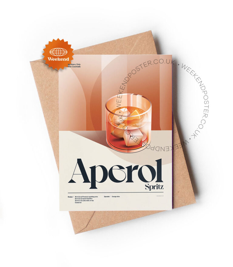 Mid-century retro Aperol Spritz Cocktail greeting card