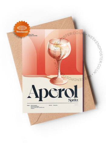 Mid-century retro Aperol Spritz Cocktail greeting card