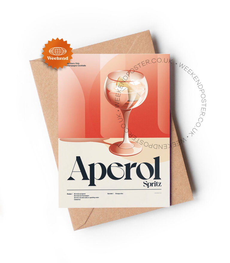 Mid-century retro Aperol Spritz Cocktail greeting card