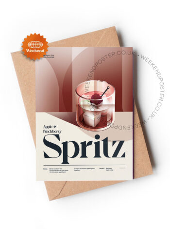 Mid-century retro Apple & Blackberry Spritz Cocktail greeting card