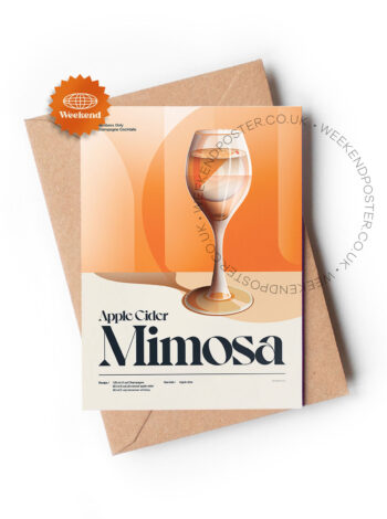 Mid-century retro Apple Cider Mimosa Cocktail greeting card