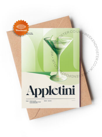 Mid-century retro Appletini Cocktail greeting card
