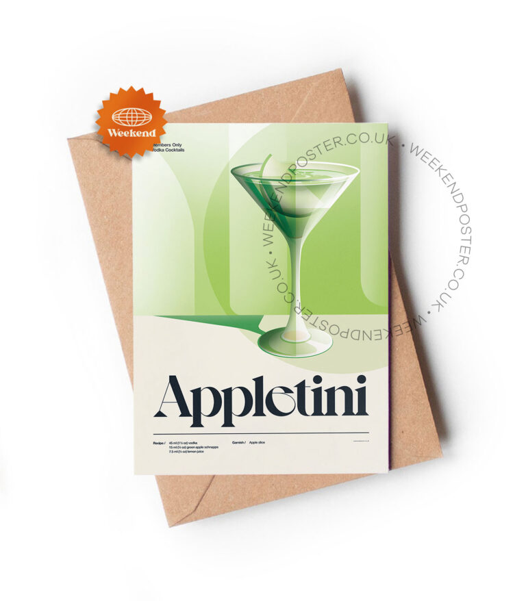Mid-century retro Appletini Cocktail greeting card