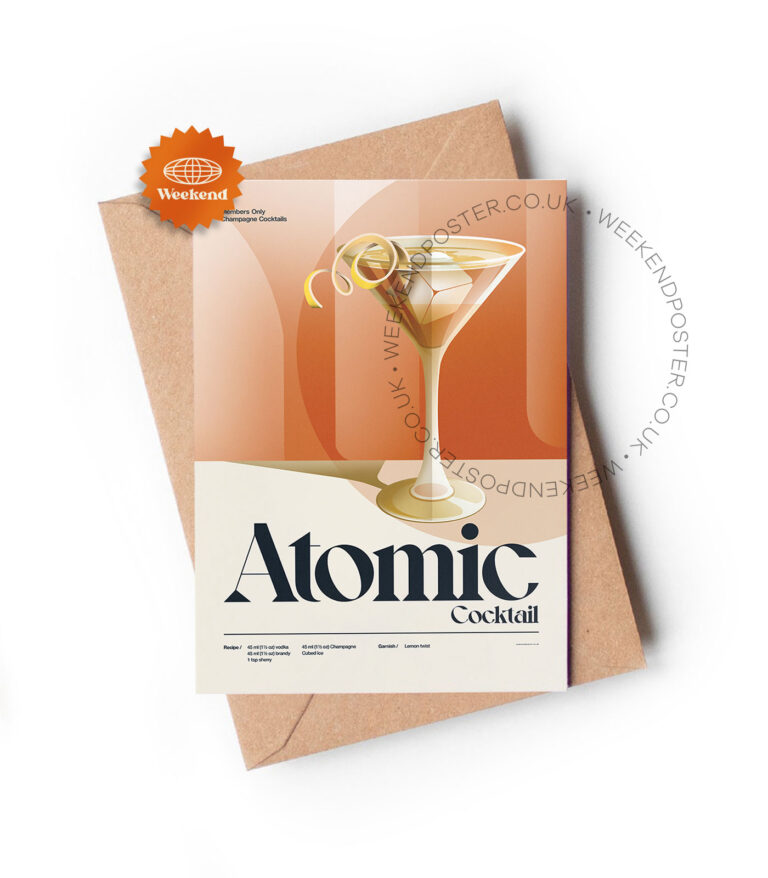 Mid-century retro Atomic Cocktail greeting card