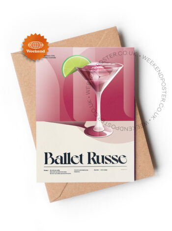 Mid-century retro Ballet Russe Cocktail greeting card