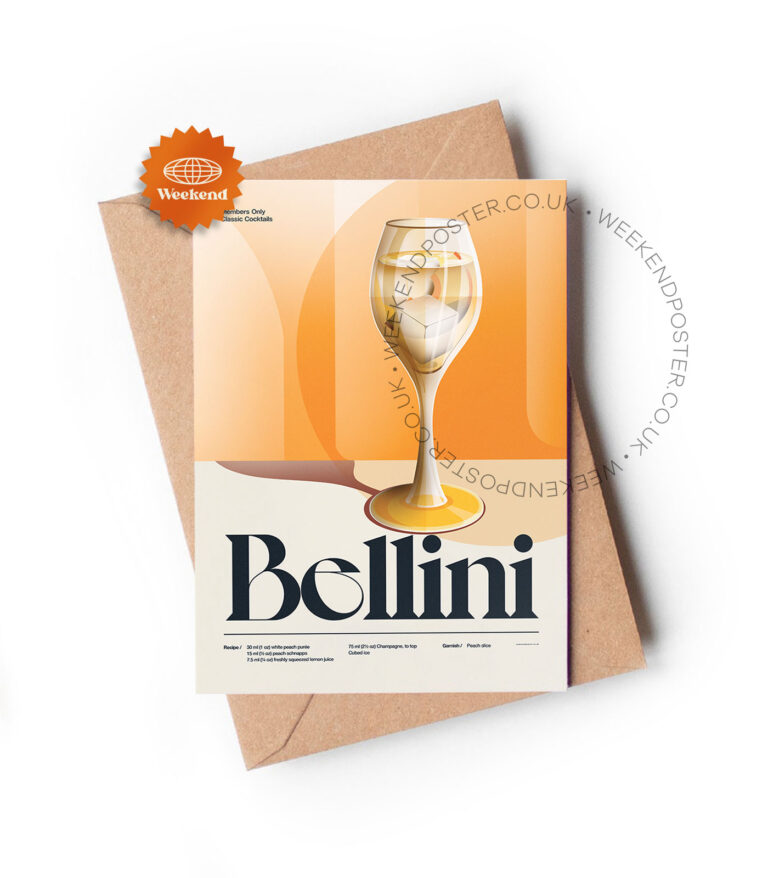 Mid-century retro Bellini Cocktail greeting card