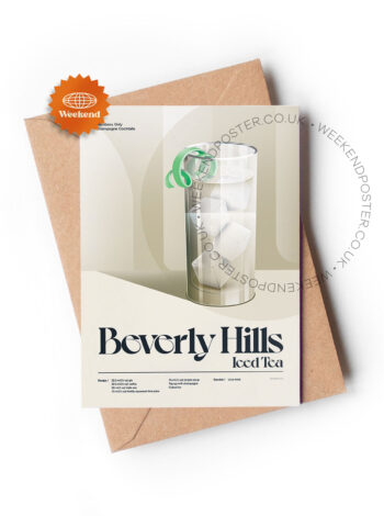 Mid-century retro Beverly Hills Iced Tea Cocktail greeting card