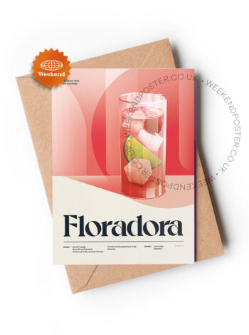 Mid-century retro Floradora Cocktail greeting card