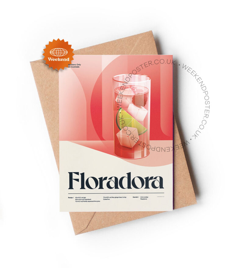Mid-century retro Floradora Cocktail greeting card