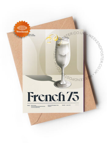 Mid-century retro French 75 Cocktail greeting card