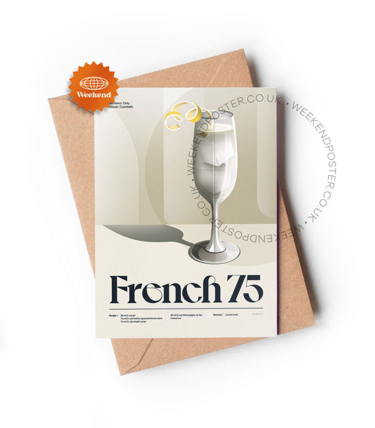 Mid-century retro French 75 Cocktail greeting card