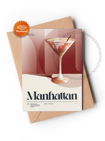 Mid-century retro Manhattan Cocktail greeting card
