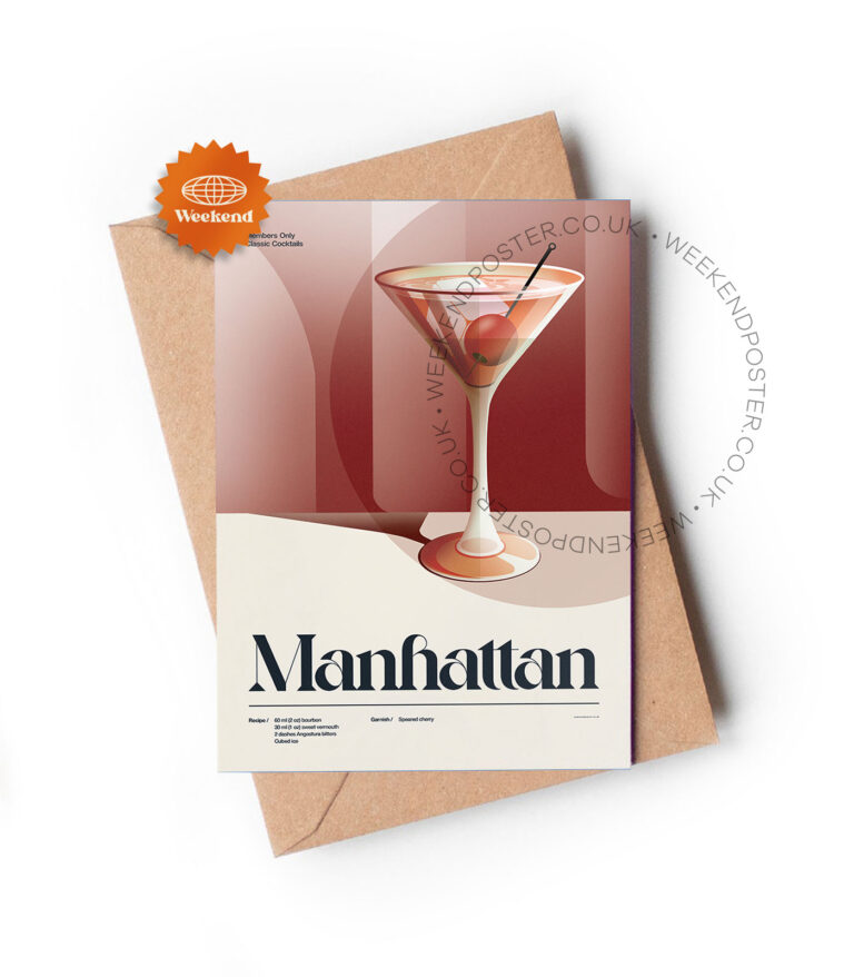 Mid-century retro Manhattan Cocktail greeting card