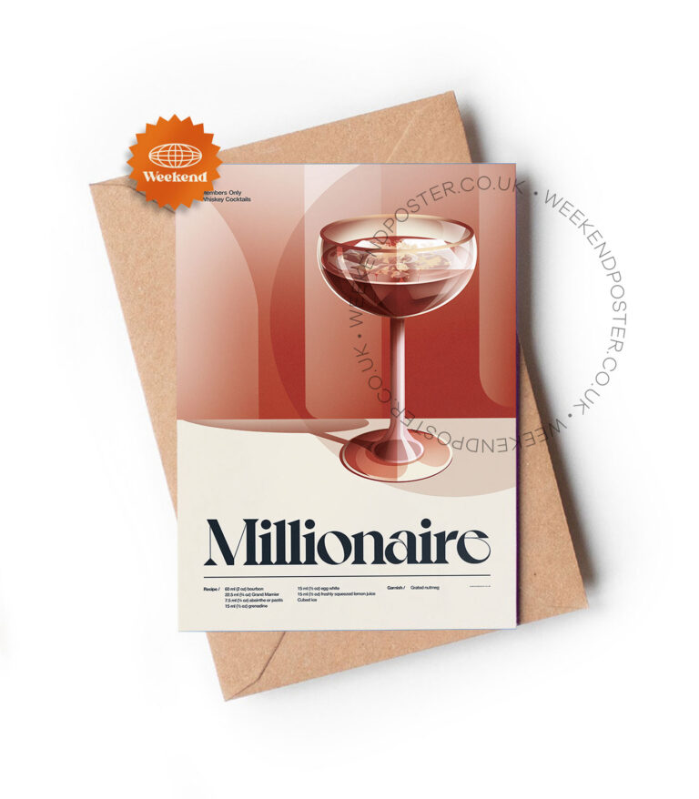 Mid-century retro Millionaire Cocktail greeting card