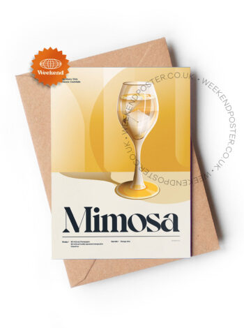 Mid-century retro Mimosa Cocktail greeting card