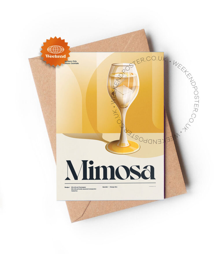 Mid-century retro Mimosa Cocktail greeting card