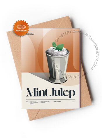 Mid-century retro Mint Julep Cocktail greeting card