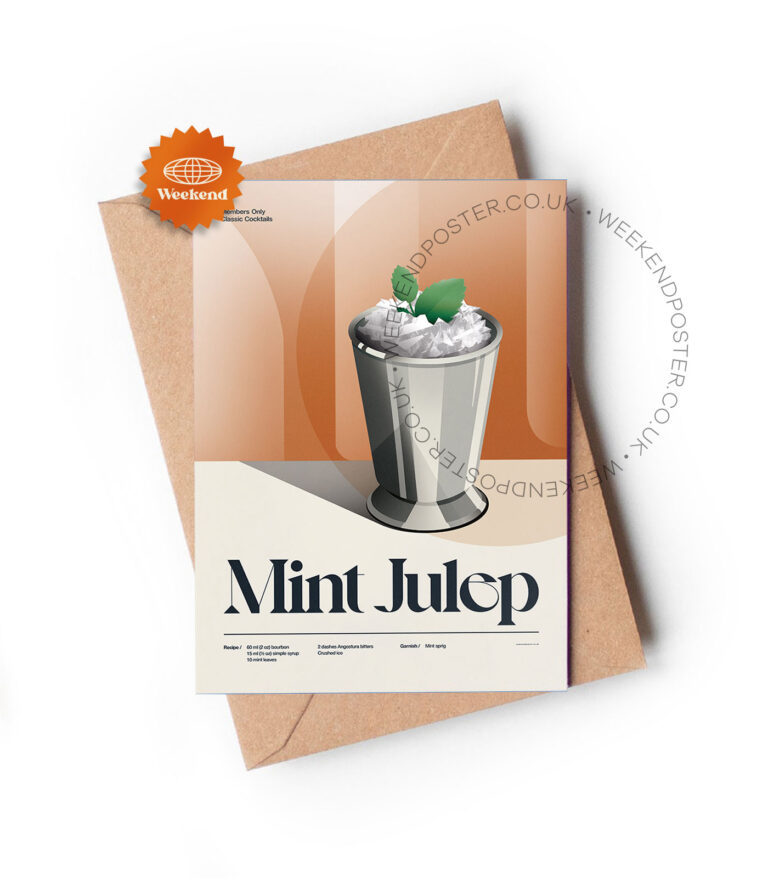 Mid-century retro Mint Julep Cocktail greeting card