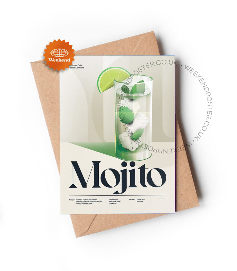 Mid-century retro Mojito Cocktail greeting card